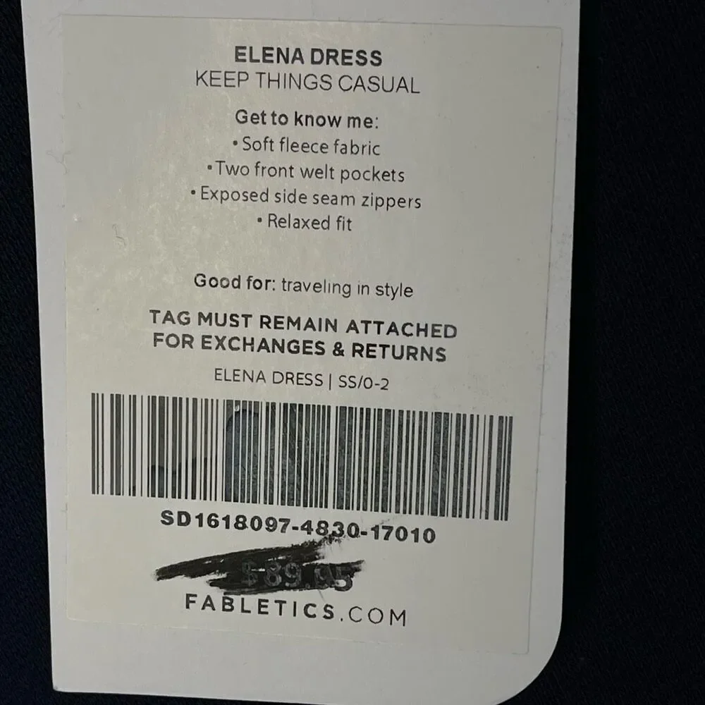 NWT Fabletics Elena Sweatshirt Dress (Navy Blue) - SS (0-2)